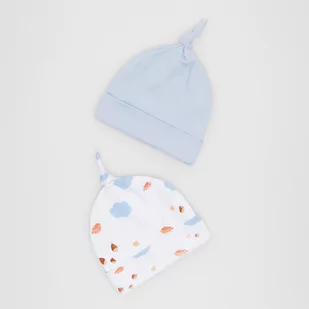 Reserved - Bawełniana czapka z pętelką 2 pack - Niebieski - Czapeczki dla niemowląt - miniaturka - grafika 1