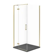 Kabiny prysznicowe - Kabina prysznicowa Cersanit Jota 80x80x195 kwadratowa złoty transparentne z brodzikiem tako slim 4cm szary mat S601-371 - miniaturka - grafika 1