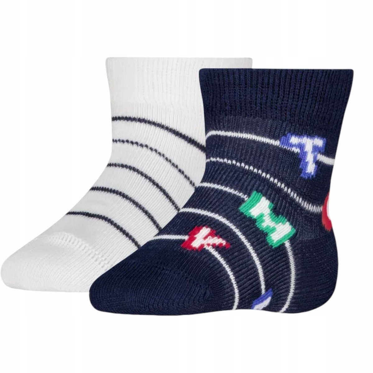 TOMMY HILFIGER SKARPETY SKARPETKI DZIECIĘCE 2 PARY GRANATOWE/BIAŁE r.19-22
