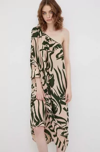 Sisley sukienka kolor beżowy midi oversize - Sukienki - miniaturka - grafika 1