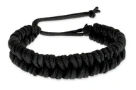Bransolety męskie - Klasyczna Czarna Męska Plecionka Na Węzeł - miniaturka - grafika 1