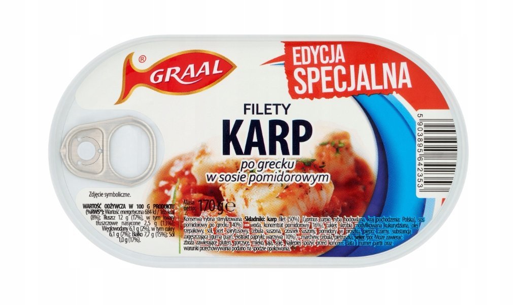 Graal Filety Karp Po Grecku w Sosie Pomidorowym 170g - Tradycyjne Danie