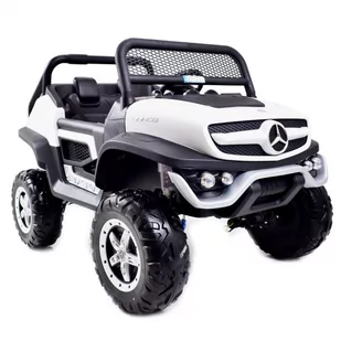 LEANToys MERCEDES BENZ UNIMOG 4X4,12V14AH AMORTYZATORY MIĘKKIE KOŁA,MIĘKKIE SIEDZENIE SUPER OPCJA/UNIMOG UNIMOG-BIAŁY - Pojazdy elektryczne dla dzieci - miniaturka - grafika 1