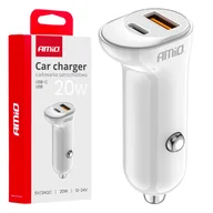 Ładowarki samochodowe - Ładowarka samochodowa usb-a+ usb-c 20w amio-03875 - miniaturka - grafika 1
