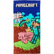Okrycia kąpielowe dla dzieci - Ręcznik kąpielowy plażowy bawełna MINECRAFT wilk świnia 70x140 - miniaturka - grafika 1