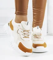 Botki damskie - Beżowe obuwie sportowe Osorio -40 - miniaturka - grafika 1