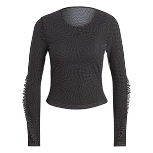 adidas Koszulka damska (Long Sleeve) Yga St AOP Ls, czarna, HR5076, M - Koszulki i topy damskie - miniaturka - grafika 1