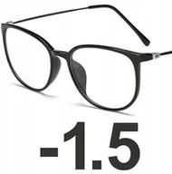 Okulary korekcyjne, oprawki, szkła - Okulary kujonki korekcyjne minusy czarne -1.5 - miniaturka - grafika 1