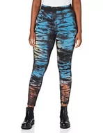 Legginsy - Urban Classics Damskie legginsy z wysokim stanem z bawełny, kolorowy wzór Tie Dye, spodnie damskie do uprawiania sportu i spędzania wolnego czasu, odzież wypoczynkowa, XS do 5XL, czarny, S - miniaturka - grafika 1