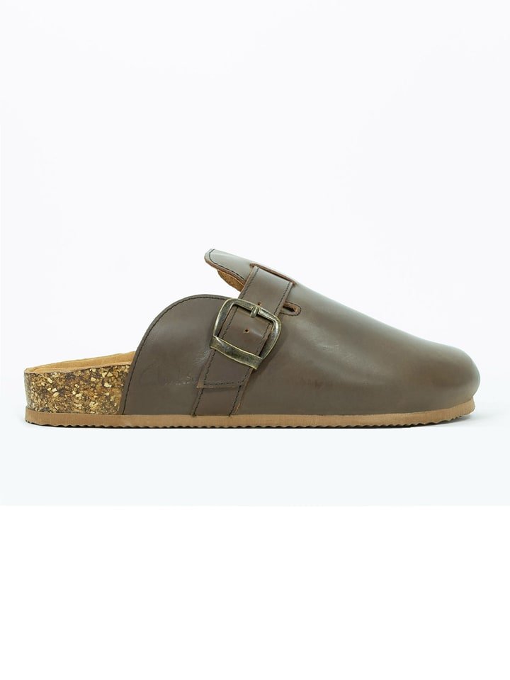 Clarks Skórzane chodaki w kolorze szarobrązowym