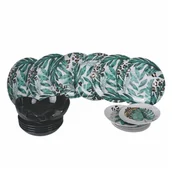 Serwisy obiadowe - 18-częściowy zestaw zielonych porcelanowych naczyń Villa d'Este Samana - miniaturka - grafika 1