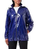 Kurtki damskie - Armani Exchange Damska kurtka przeciwdeszczowa, z błyszczącą tkaniną, z odpinanym kapturem, krój casual fit, Blue Speed, L - miniaturka - grafika 1