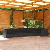 Meble ogrodowe - Lumarko 6-cz. zestaw wypoczynkowy do ogrodu, poduszki, czarny rattan PE - miniaturka - grafika 1