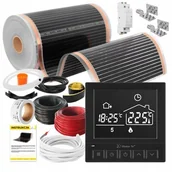 Ogrzewanie podłogowe - Folia grzewcza na podczerwień MISSION AIR Black Silver PTC 160W/m2 26m² szer. 50cm + regulator Taurus Czarny - miniaturka - grafika 1