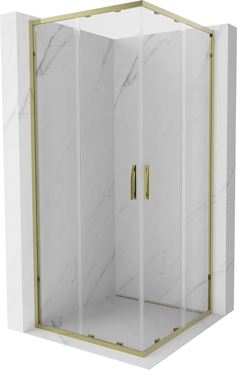 Mexen Exo kabina prysznicowa kwadratowa rozsuwana 85 x 85 cm, transparent, złota - 8111-085-085-50-00