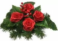 Sztuczne kwiaty - Gotowy Stroik Doniczka Ciężka Wiązanka Sztuczny Kwiat Róża Czerwona Święta - miniaturka - grafika 1