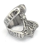 Pierścionki - PIERŚCIEŃ SYGNET Wiking MŁOT THOR NORDYCKI 240 - miniaturka - grafika 1