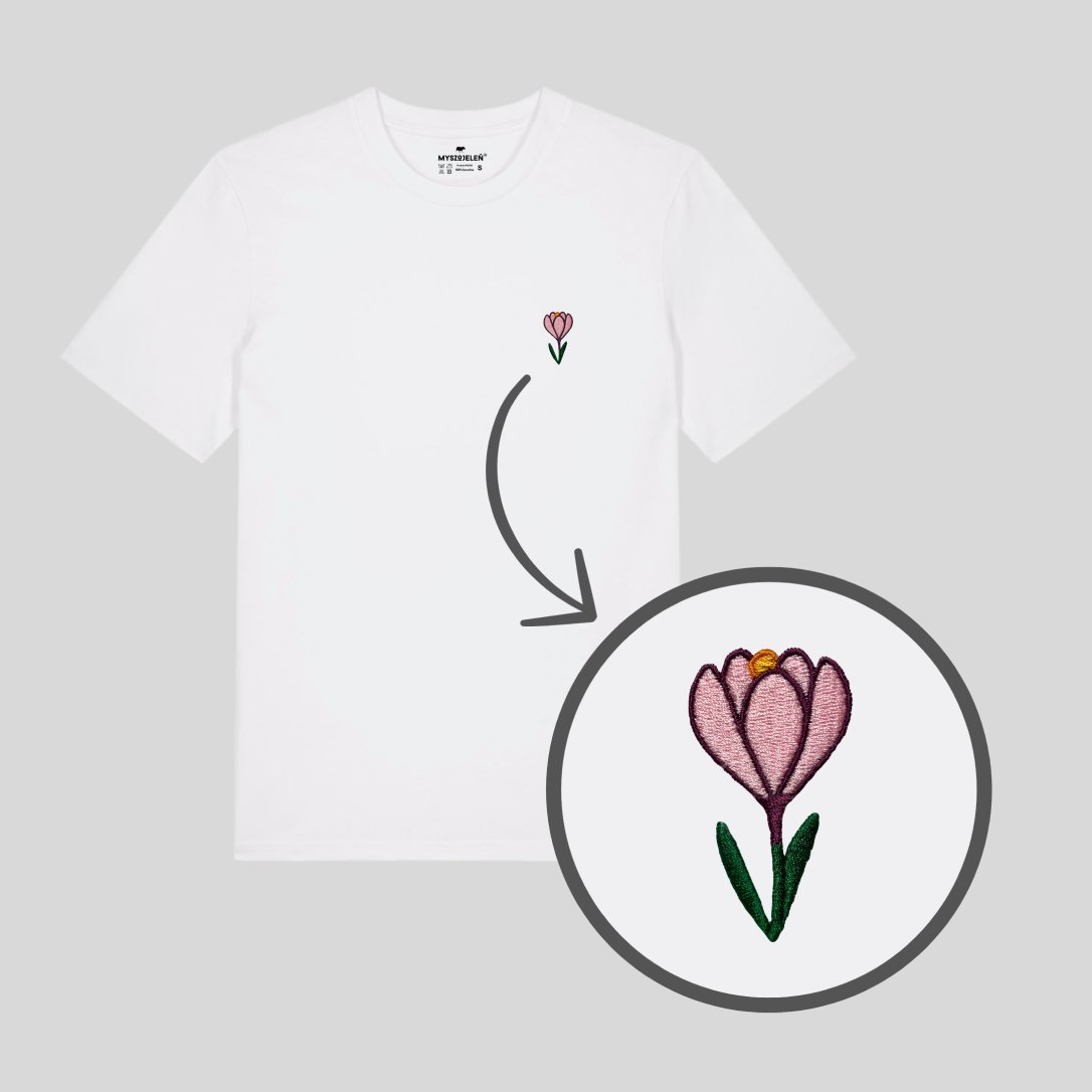 Haftowana koszulka - KROKUS - biały XL