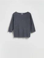 Swetry damskie - Reserved - Sweter z wiskozą - ciemnoszary - miniaturka - grafika 1