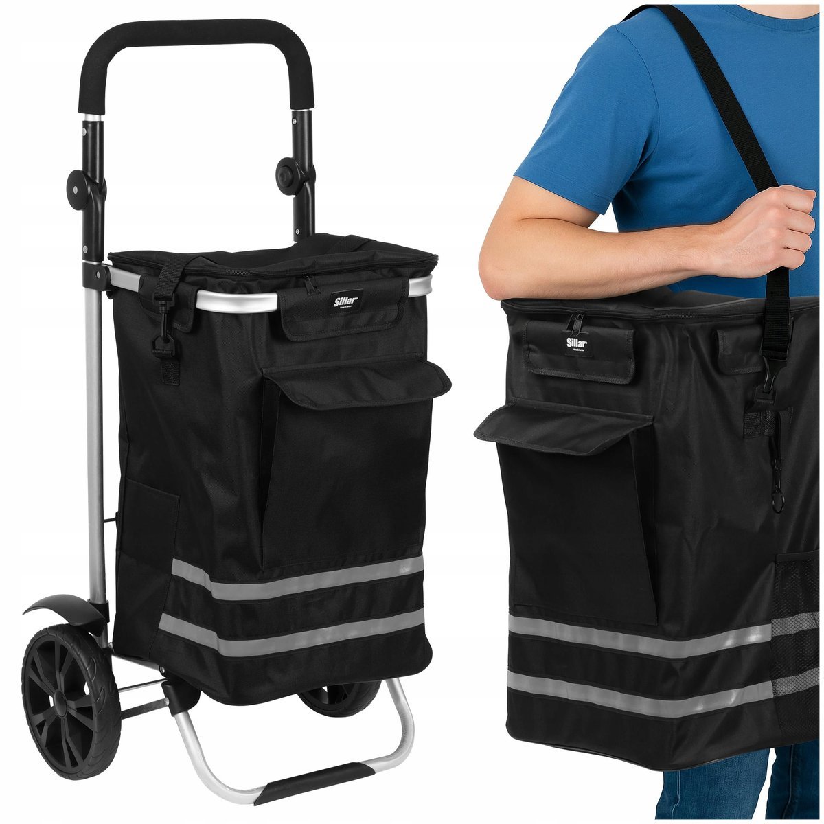 Wózek torba zakupowa na kółkach solidna wodoodporna 56 L termiczna kieszeń