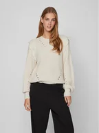 Swetry damskie - Vila Sweter Norila 14090231 Écru Regular Fit - miniaturka - grafika 1