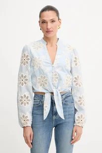 Guess koszula bawełniana HAZEL damska kolor niebieski relaxed ze stójką W5YH1B WHEO0 - Koszule damskie - miniaturka - grafika 1