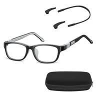 Okulary korekcyjne, oprawki, szkła - Elastyczne dziecięce oprawki okularowe zerówki prostokątne + gumka Sunoptic K5C czarne - miniaturka - grafika 1
