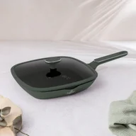 Patelnie - Patelnia grillowa z pokrywką 28cm BerlingerHaus BH-8162 Matte Green - miniaturka - grafika 1