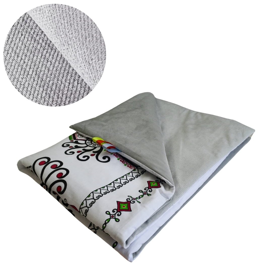 Kocyk Dziecięcy 75x100 Ocieplany Parzenice Białe/Szary Bawełna/Velvet Polski Producent