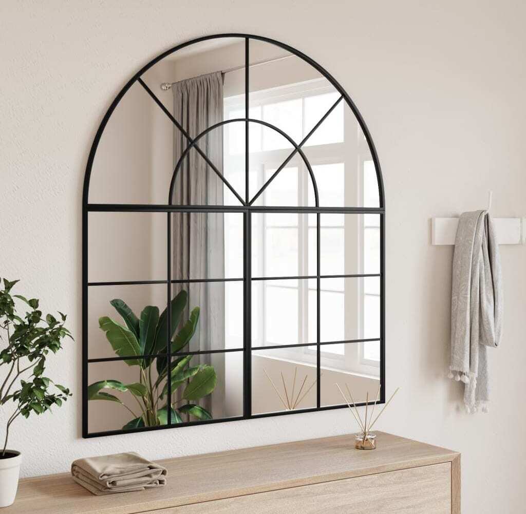 Lustro ścienne czarne 100x110 cm Zakrzywione żelazo