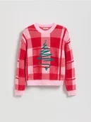 Swetry dla dziewczynek - Reserved - Świąteczny sweter z wiskozą - wielobarwny - miniaturka - grafika 1