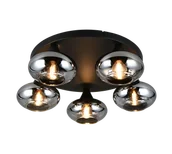 Lampy sufitowe - DIVINA R66645054 lampa sufitowa czarna z kloszami ze szkła dymionego 5xE14 - miniaturka - grafika 1