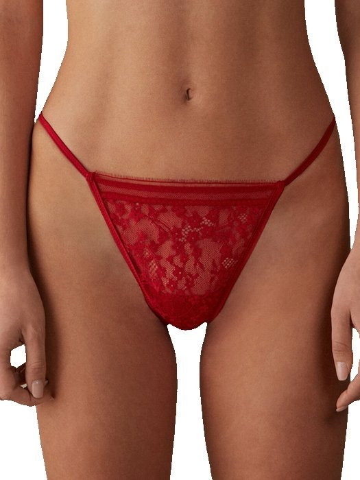 INTIMISSIMI czerwone damskie stringi koronkowe koronka uniwersalne one size