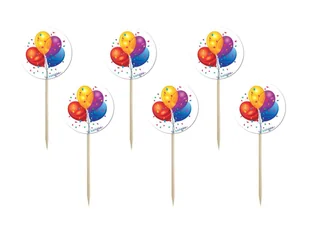 Congee.pl Pikery na tort Baloniki - 6 szt. PIK-BAL1 - Baby shower i roczek - miniaturka - grafika 1