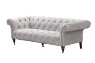 Sofy i kanapy - Dekoria Sofa Chesterfield Glamour Velvet Light Grey 3os. 230x98x75cm 006-508 - miniaturka - grafika 1