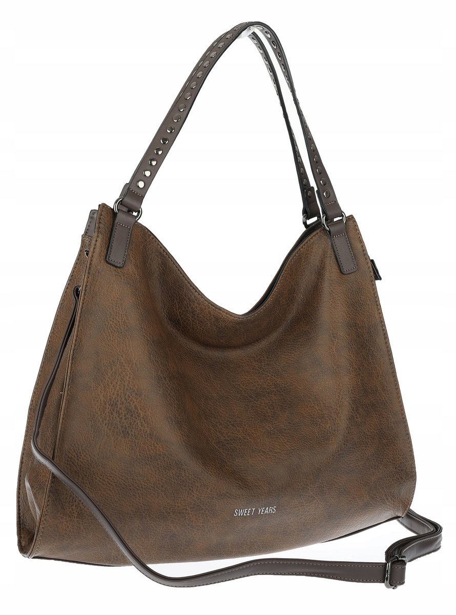 Torebka Damska Shopper worek modna duża torba A4 na Ramię 6867 Czekoladowa
