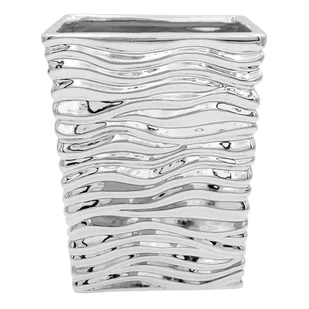 Wazon ceramiczny nowoczesny flakon na kwiaty srebrny lustrzany glamour 23 cm - Wazony i flakony - miniaturka - grafika 1