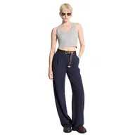 Spodnie damskie - pantaloni donna michael kors - pleated wide leg pant - blu - miniaturka - grafika 1
