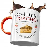 Kubki - Kubek Pomarańczowy na Urodziny 70 70te 70-te z Nadrukiem ze Zdjęciem + Opakowanie na prezent (wzór 03) - miniaturka - grafika 1