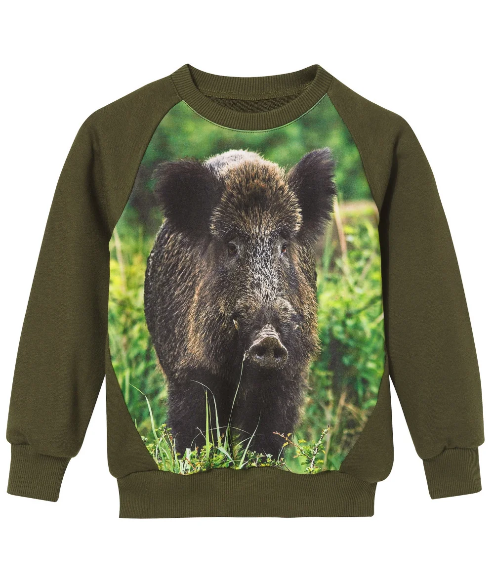 BLUZA DZIECIĘCA WADERA ZIELONA Z DZIKIEM -98/104