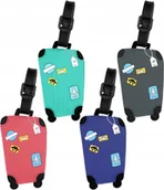 Akcesoria podróżnicze - ETYKIETY BAGAŻOWE SILIKONOWE ZAWIESZKI ADRESOWNIK WALIZKA PODRÓZNA KOLOROWA - miniaturka - grafika 1