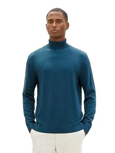 Swetry męskie - TOM TAILOR sweter męski, 34157 – ciemnozielony melanż, XL - grafika 1