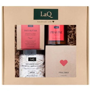 LaQ, Zestaw: Pralinka - mus do mycia ciała, masełko do twarzy, masło do ciała i świeca sojowa - Zestawy kosmetyków damskich - miniaturka - grafika 1