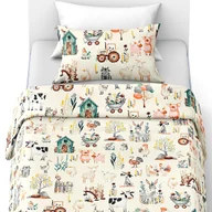 Pościel dla dzieci - Pościel antyalergiczna SENSE 120x200+1x40x60 BAWEŁNA Farma Ecru - miniaturka - grafika 1