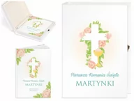 Pamiątka Pierwszej Komunii Świętej - Murrano Biblia Dla Dzieci Z Twoim Nadrukiem I Drewnianym Etui Kwiecisty KZ-BIB-M_DRO-UV-017 - miniaturka - grafika 1