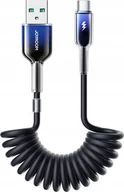 Kable USB - Kabel spiralny Joyroom S-A43 Crystal-Clear Series 3A USB-A / USB-C 1.5m czarny - miniaturka - grafika 1