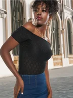 Bluzki damskie - Sinsay - Koszulka hiszpanka - czarny - miniaturka - grafika 1