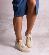 Sneakersy damskie - Beżowe sneakersy sportowe Khitam-39 - miniaturka - grafika 1