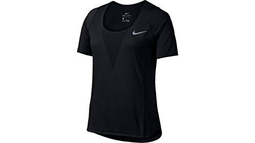 Nike Damski top Zonal Cooling Relay z krótkim rękawem, czarny/odblaskowy srebrny, S