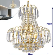 Lampy sufitowe - 60x70cm LED Nowoczesny Żyrandol Kryształowa Metalowa Lampa Sufitowa Lampa Sufitowa 220V (Złota) Do Salonu Sypialni Jadalni Przedpokoju Baru Kawiarni Restauracji Hotelu - miniaturka - grafika 1